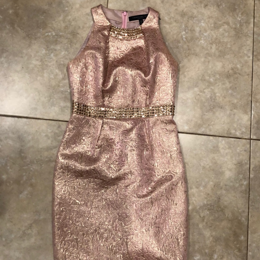 Pink and Gold Evening Mini Dress